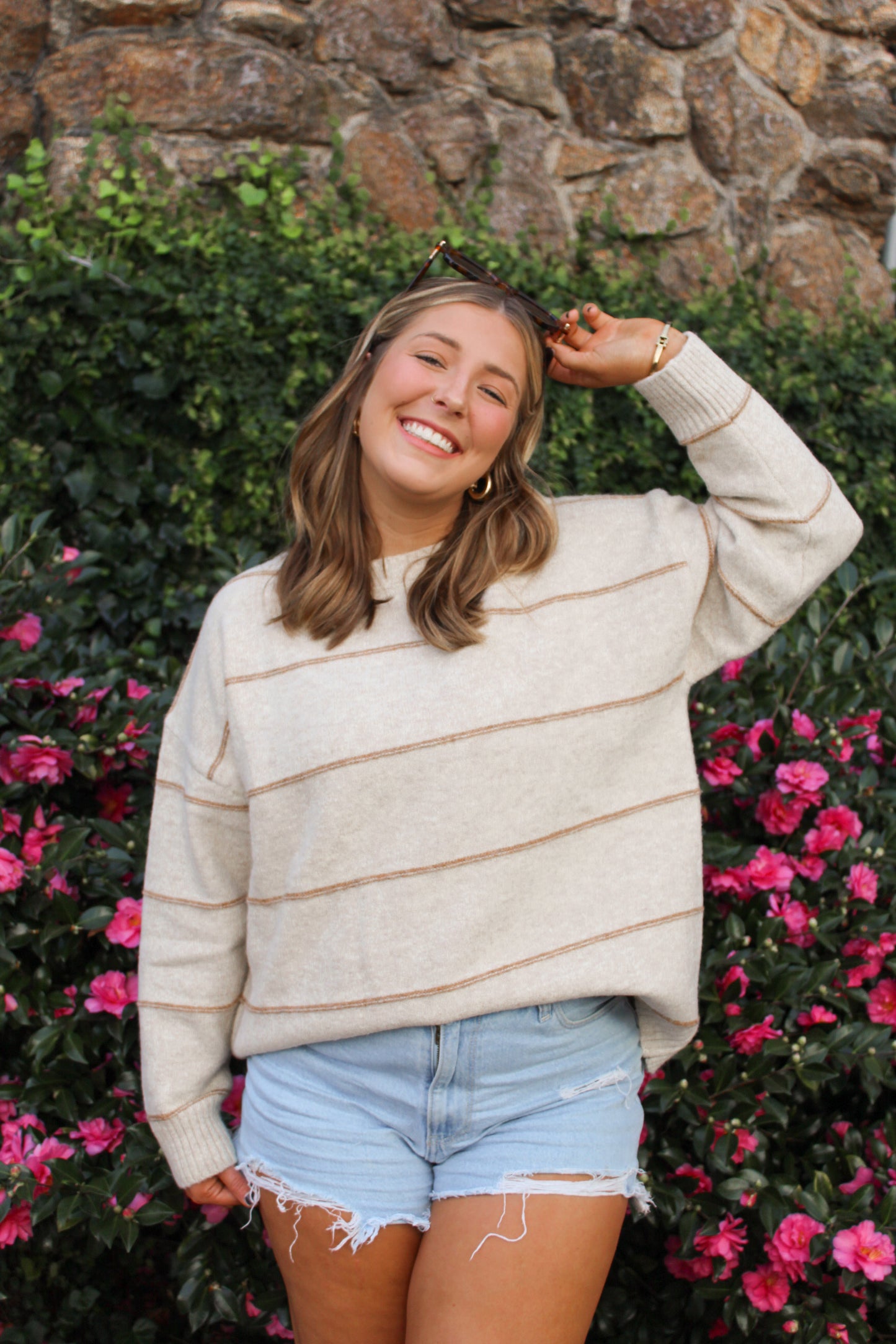 Tan Striped Sweater