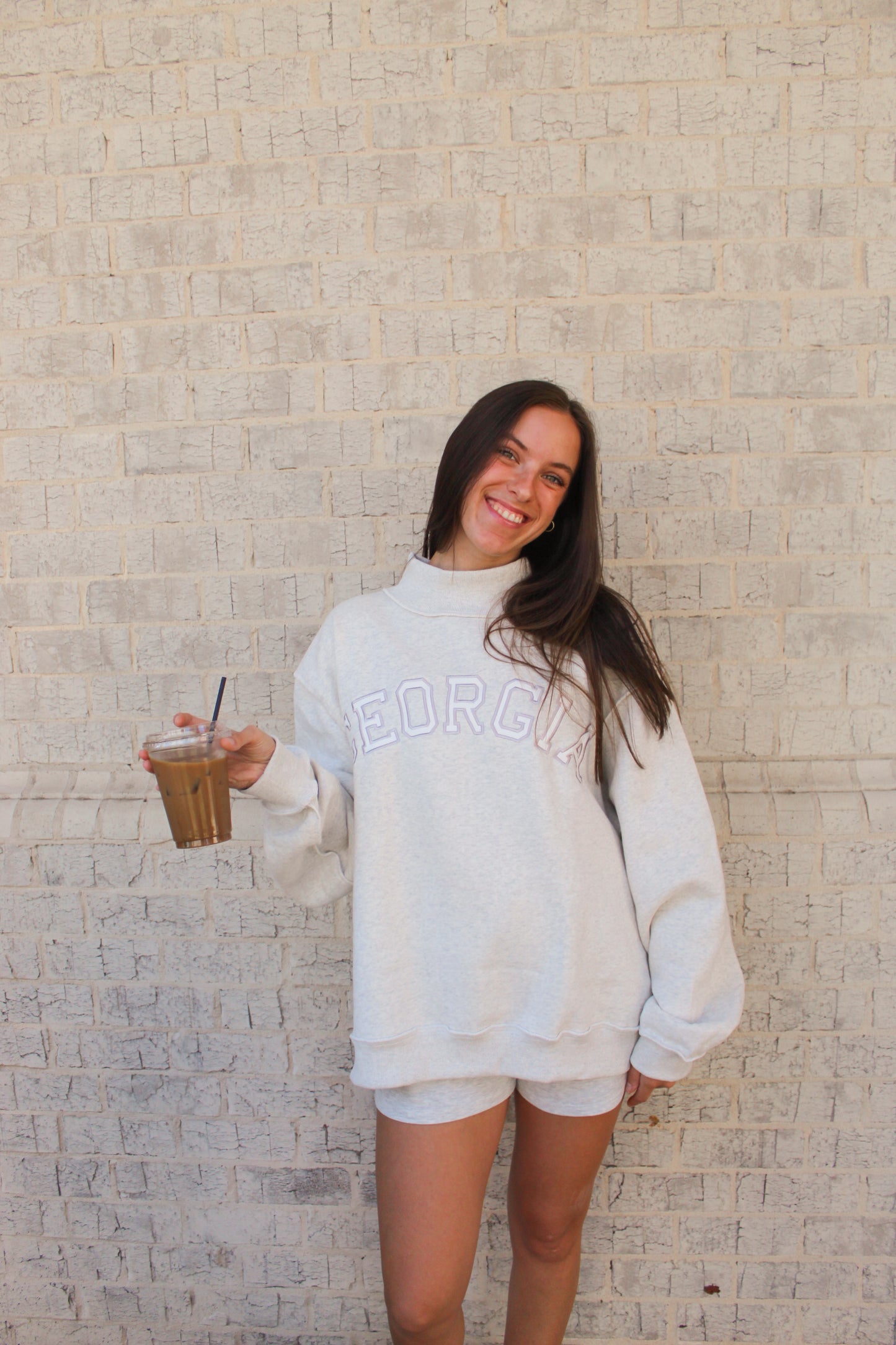 PREORDER - Georgia Heather Grey Mock Neck Sweatshirt (11/05 SHIP DATE)