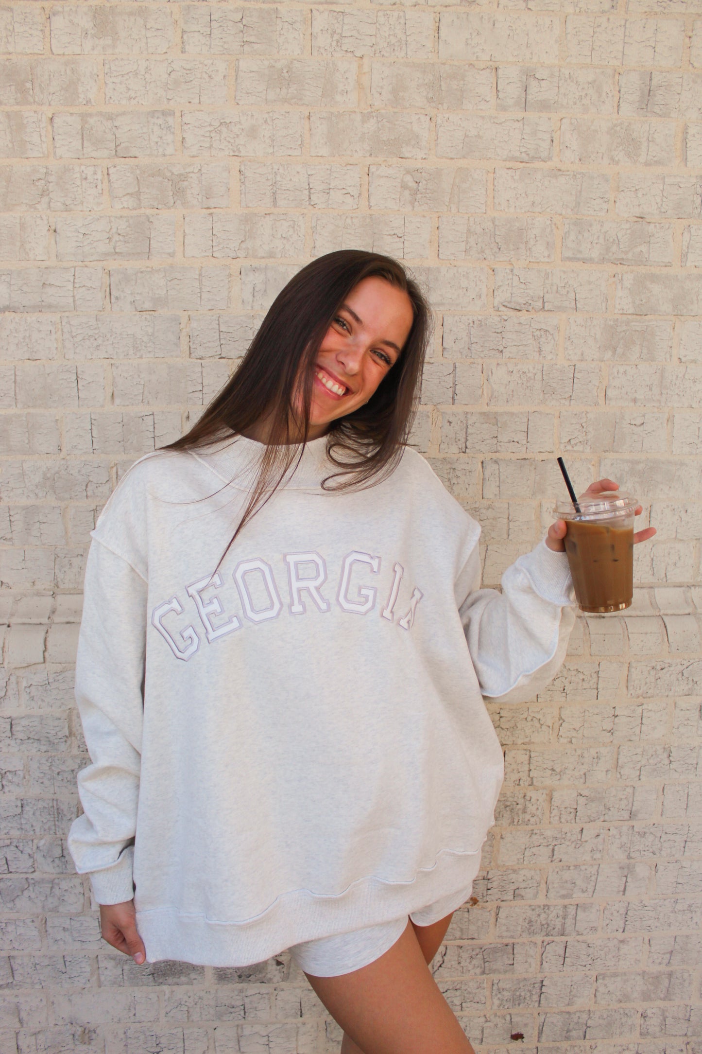 PREORDER - Georgia Heather Grey Mock Neck Sweatshirt (11/05 SHIP DATE)