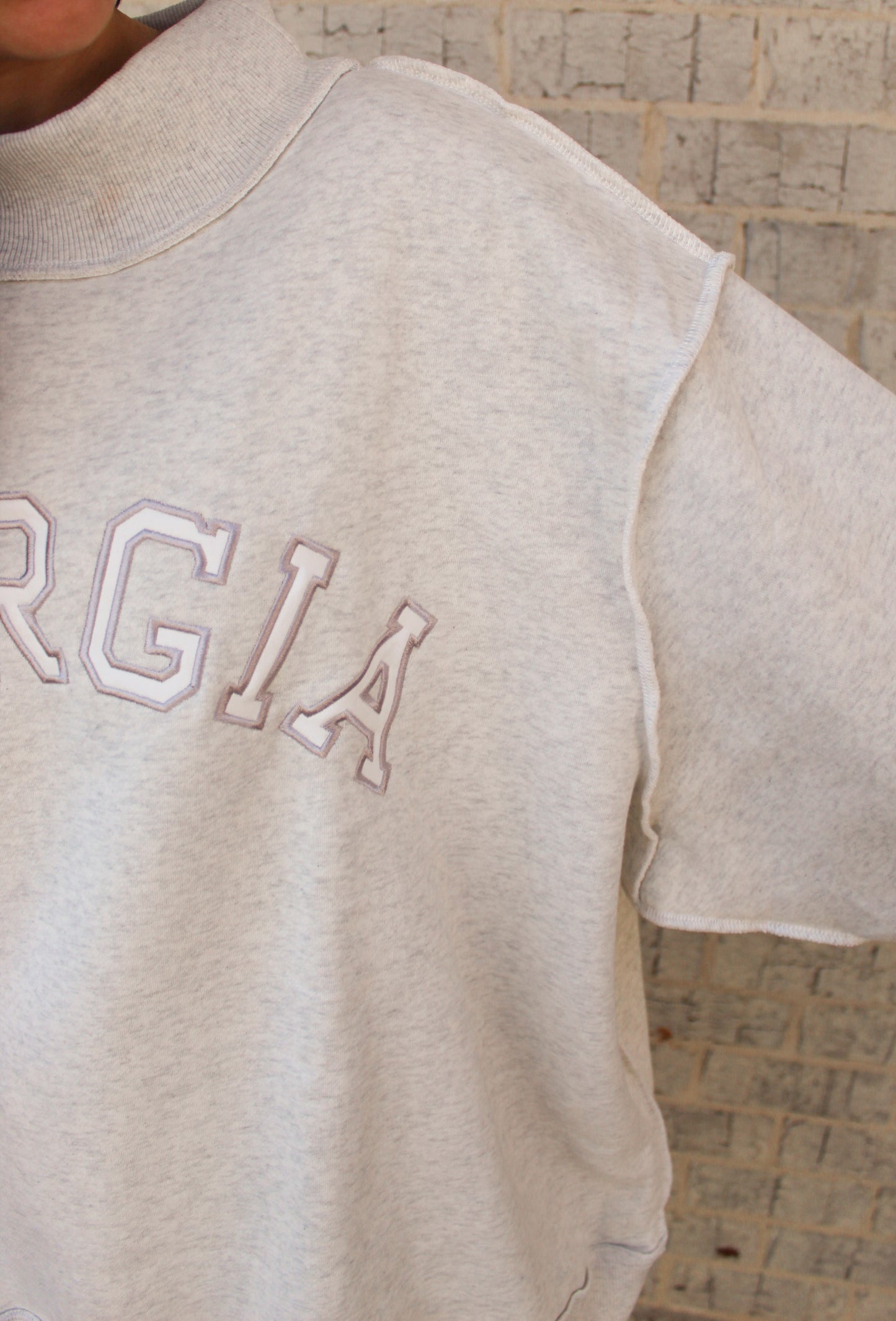 PREORDER - Georgia Heather Grey Mock Neck Sweatshirt (11/05 SHIP DATE)