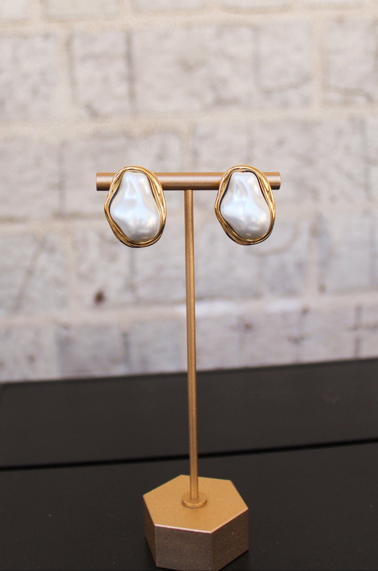 Gold & Pearl Chunky Earrings