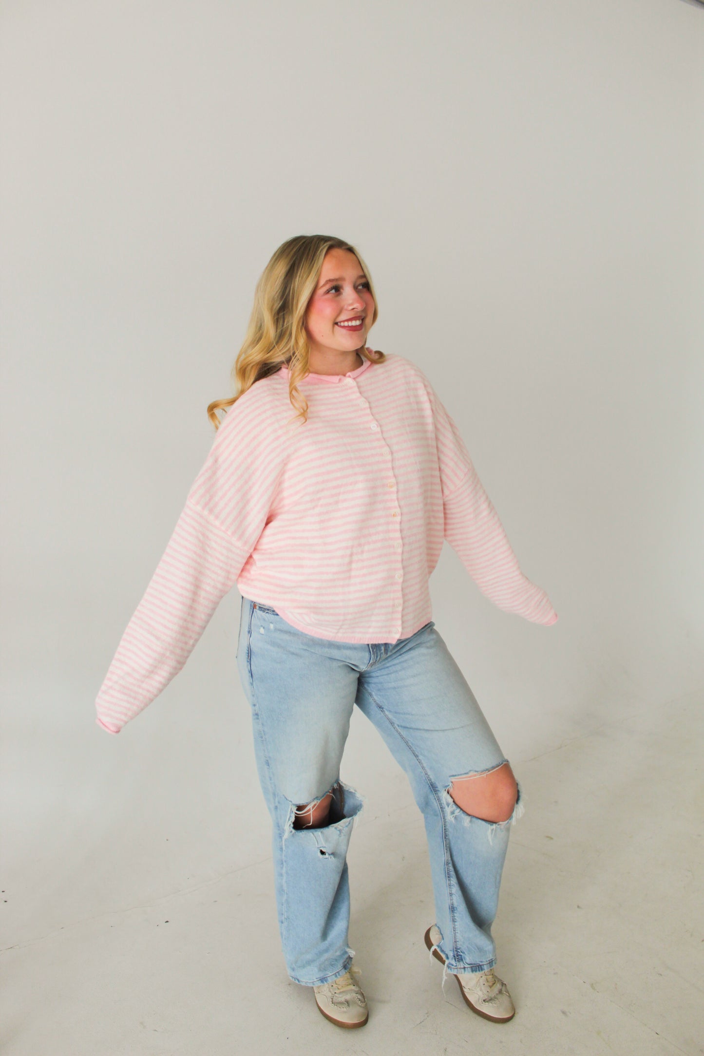 Light Pink Stripe Cardigan