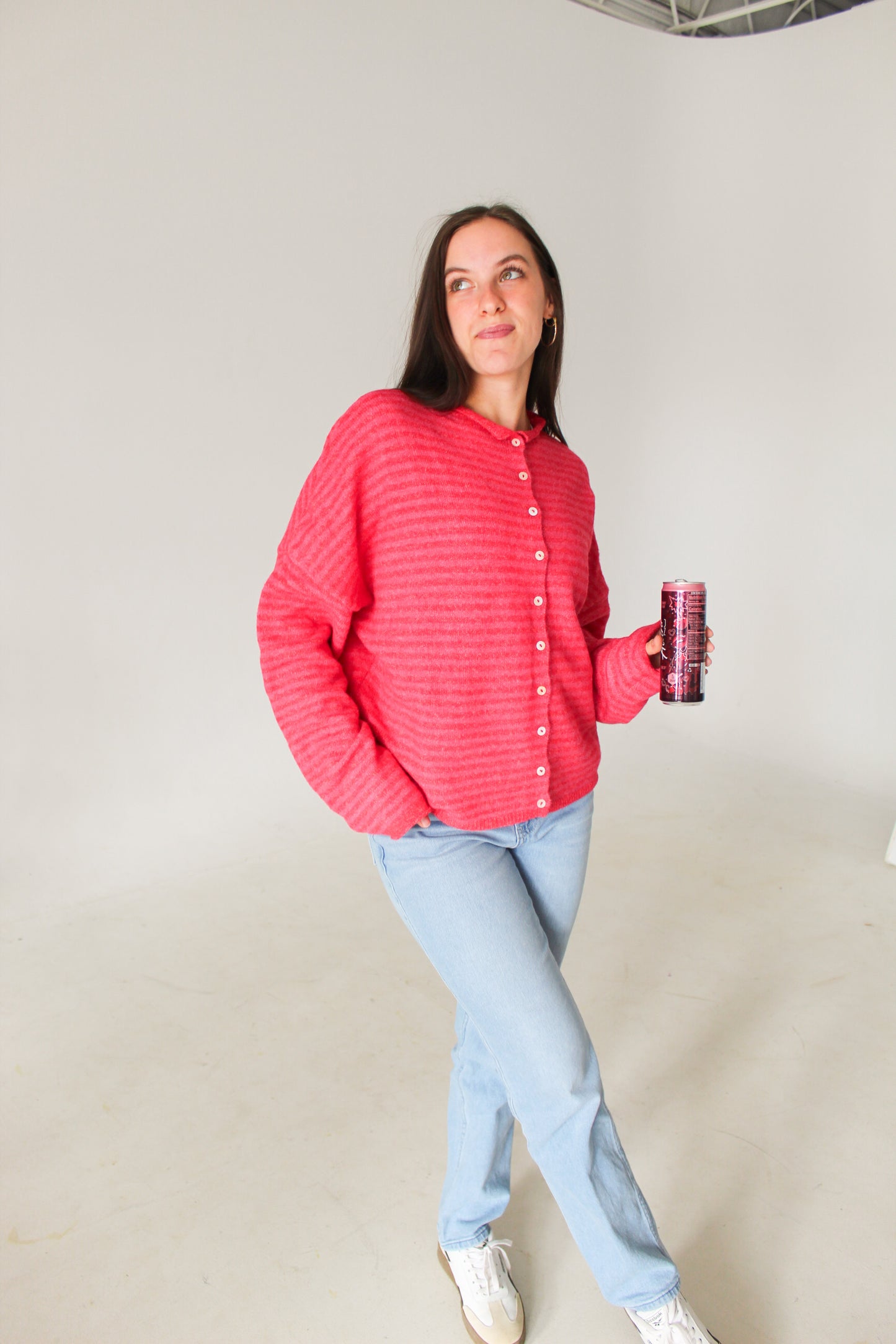 Hot Pink Stripe Cardigan