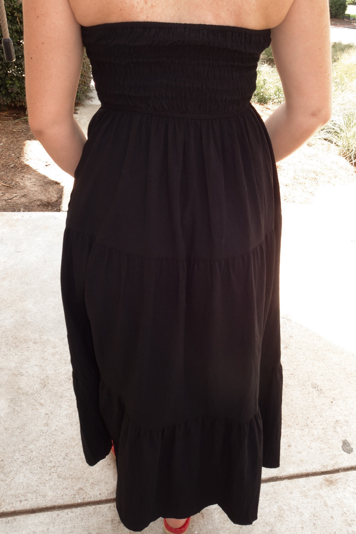 Black Strapless Maxi Dress