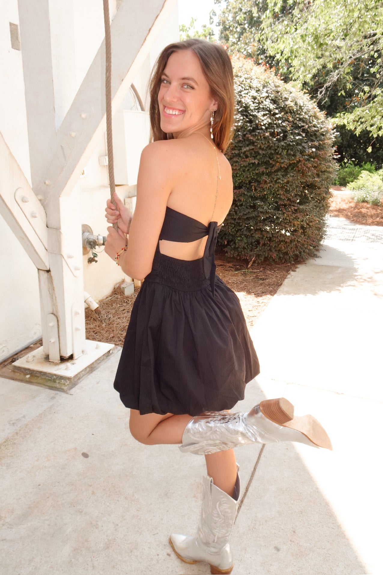 Black Strapless Bubble Dress