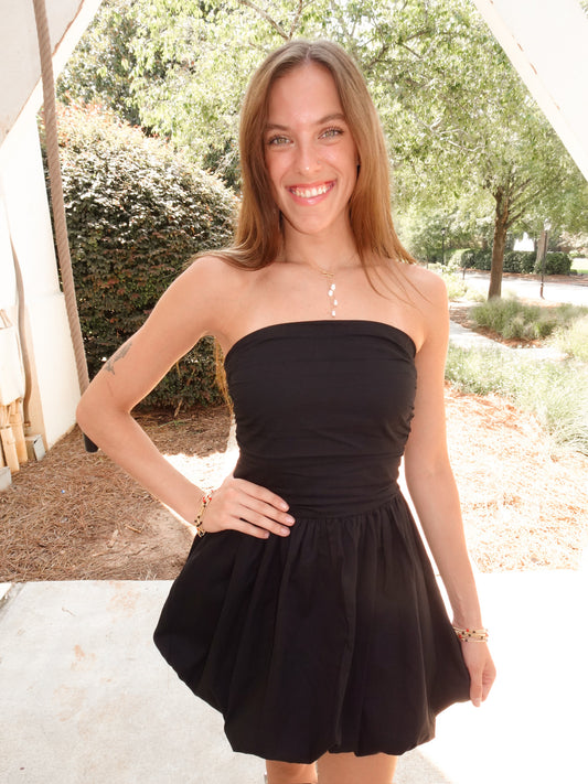 Black Strapless Bubble Dress