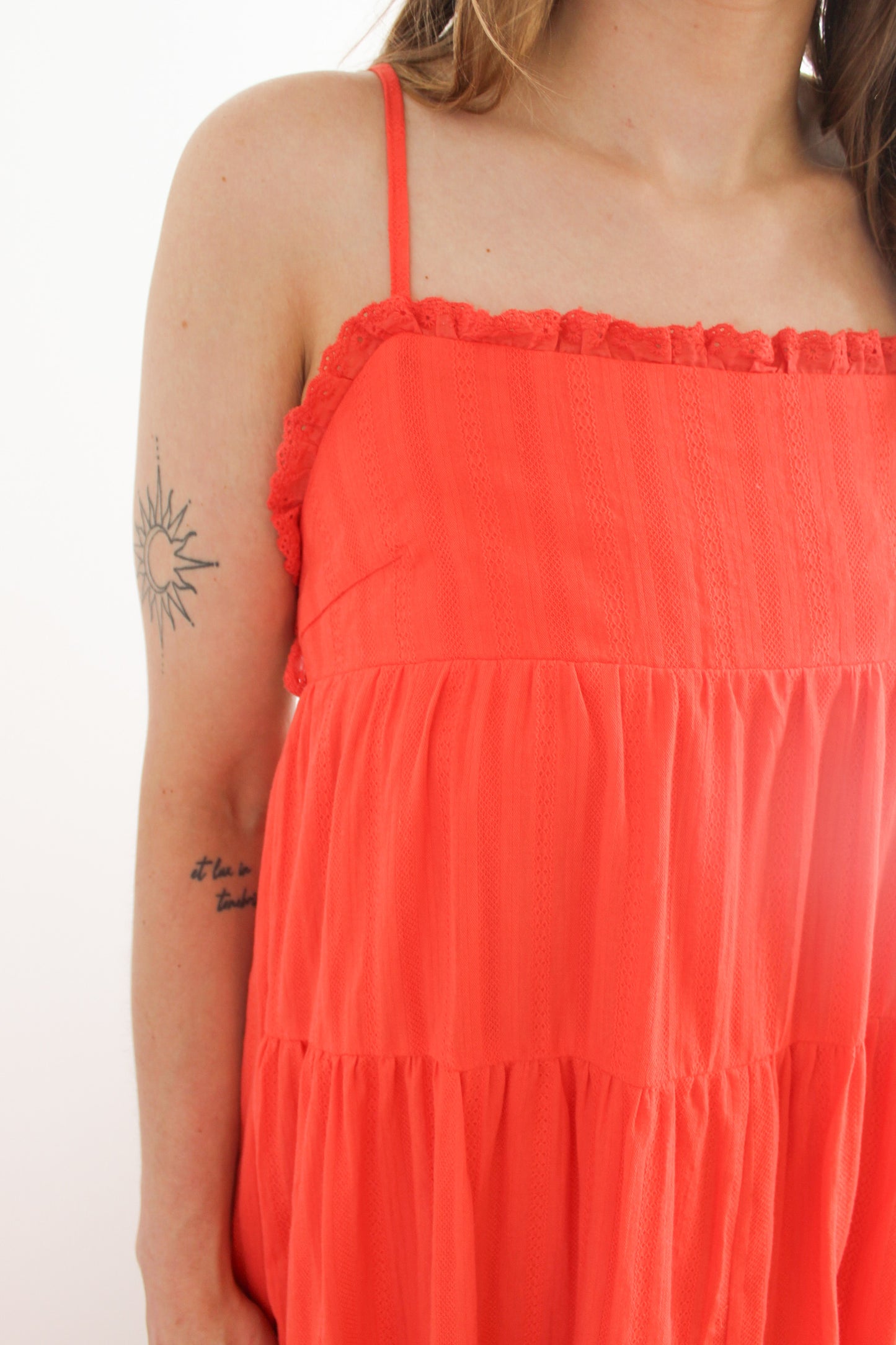 Orange Tiered Backless Maxi Dress