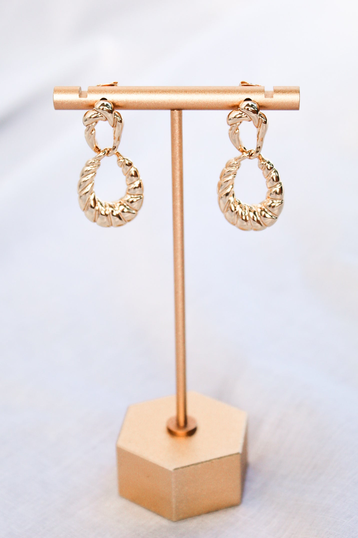 Twisted Gold Double Hoop Earrings