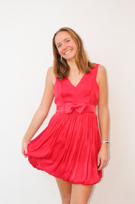 Red Bow Mini Dress