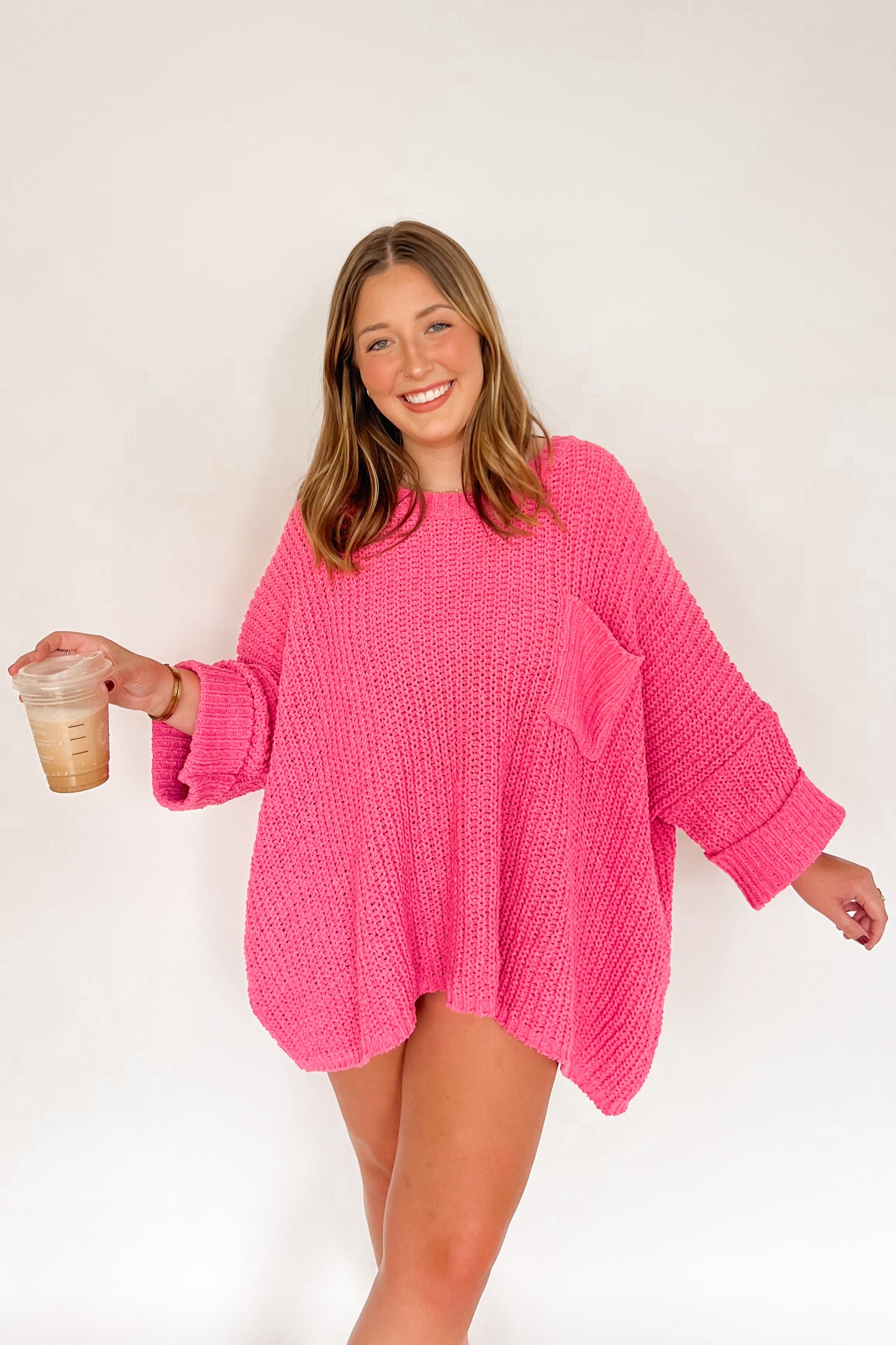 Oversized Pink Knit Sweater