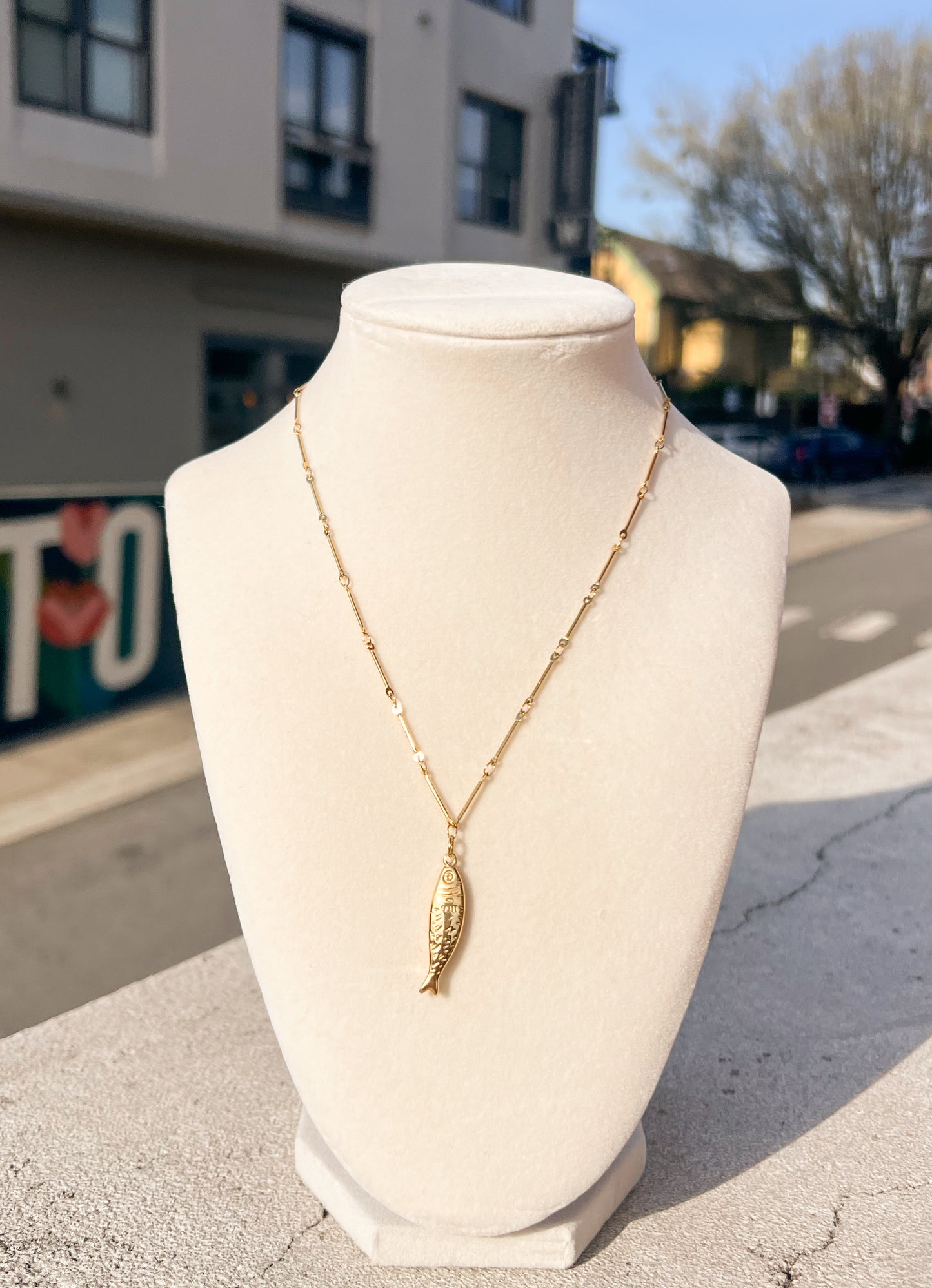 Gold Fish Pendant Necklace