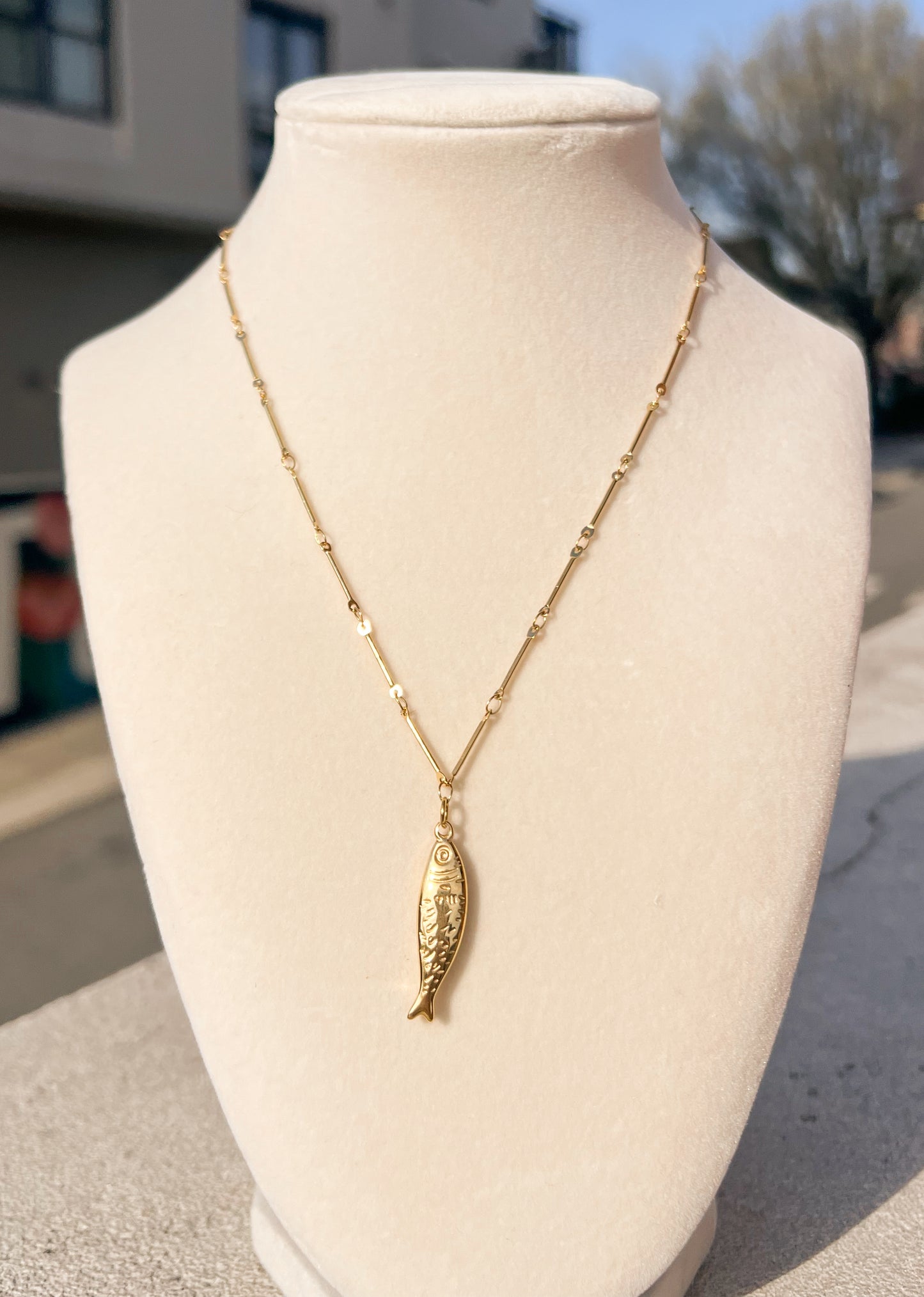 Gold Fish Pendant Necklace