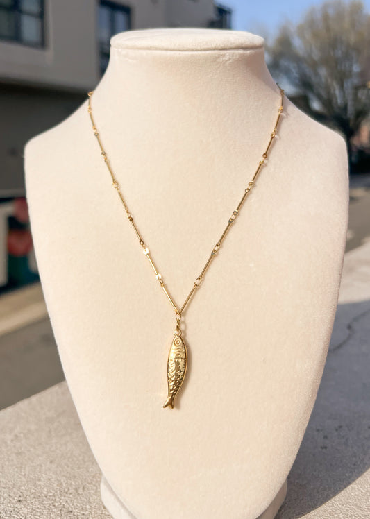 Gold Fish Pendant Necklace