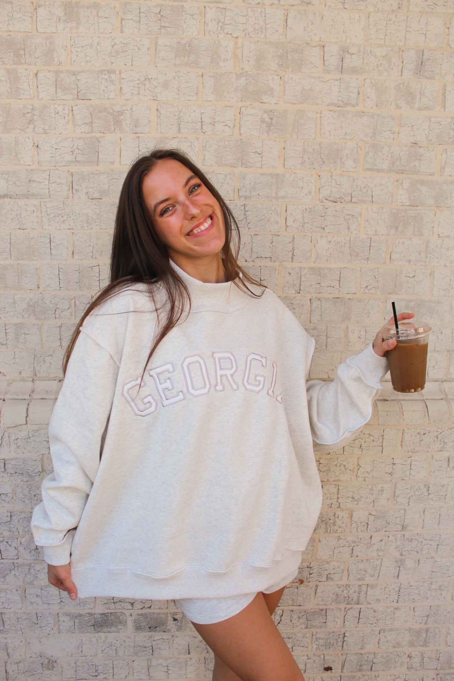 PREORDER - Georgia Heather Grey Mock Neck Sweatshirt (11/05 SHIP DATE)