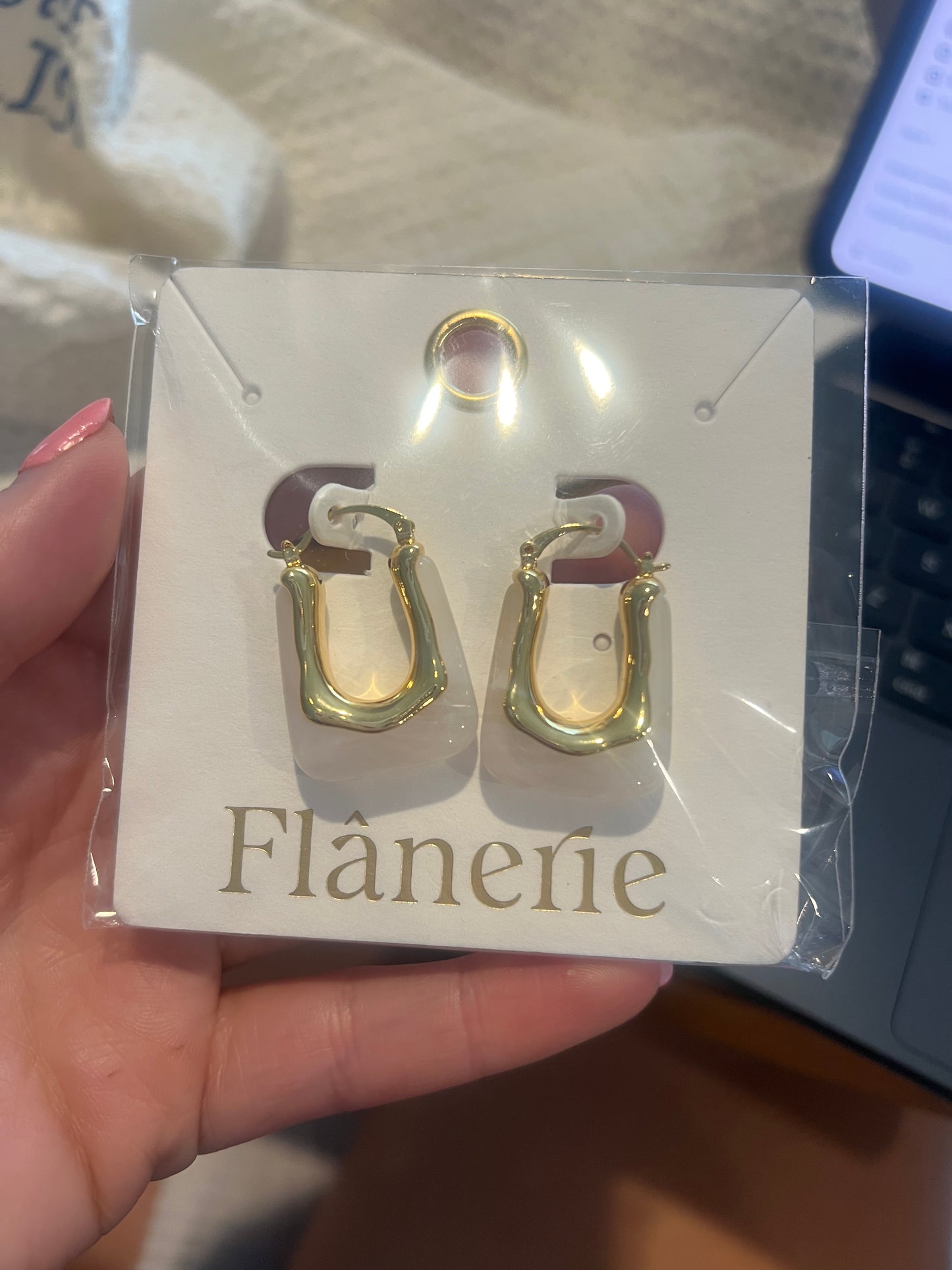 Square Gold & Pearl Hoops