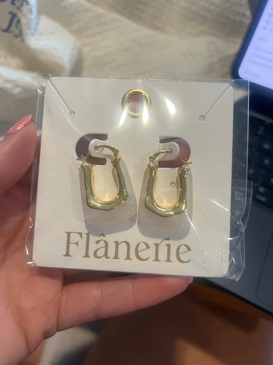 Square Gold & Pearl Hoops