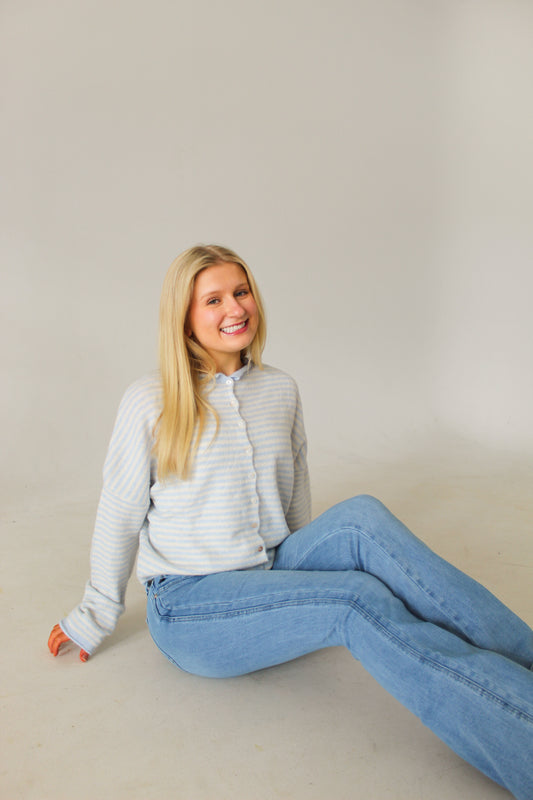 Light Blue Stripe Cardigan