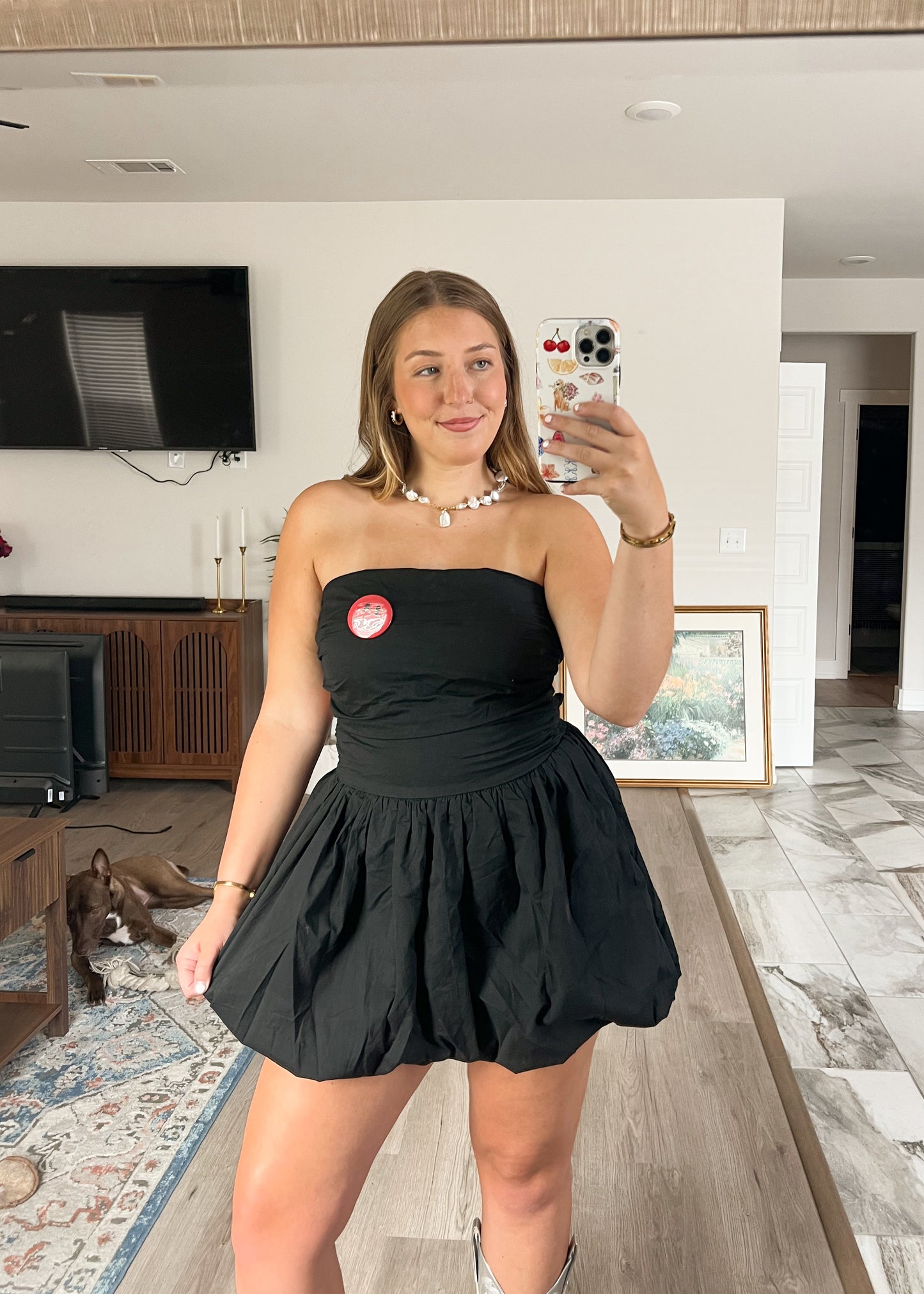 Black Strapless Bubble Dress